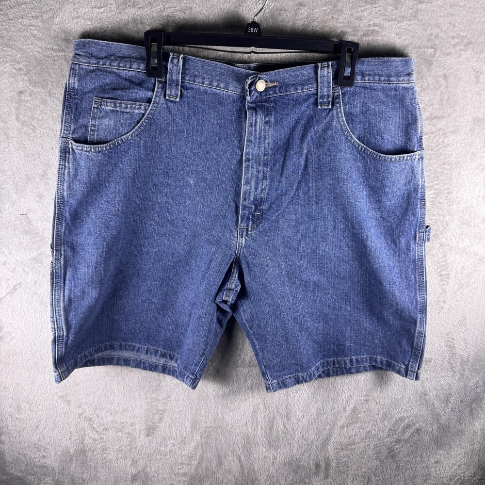 Wrangler Shorts Mens 40 Blue Denim Carpenter Cargo Relaxed Fit Utility Workwear